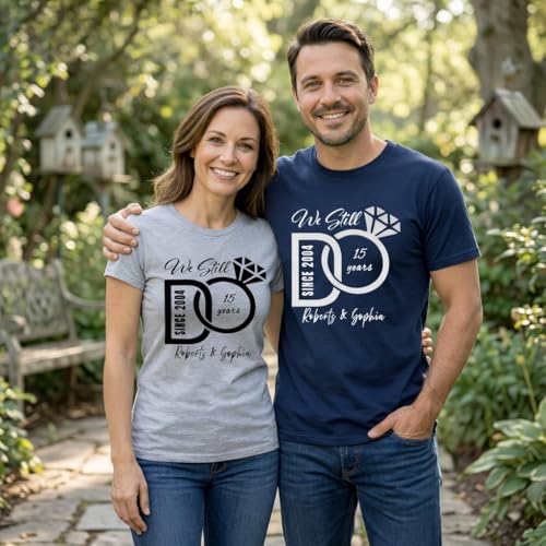 Image of Anniversary Matching Shirts, for Couple, Heart Design T-Shirt Set, Wedding Present, Honeymoon Outfit