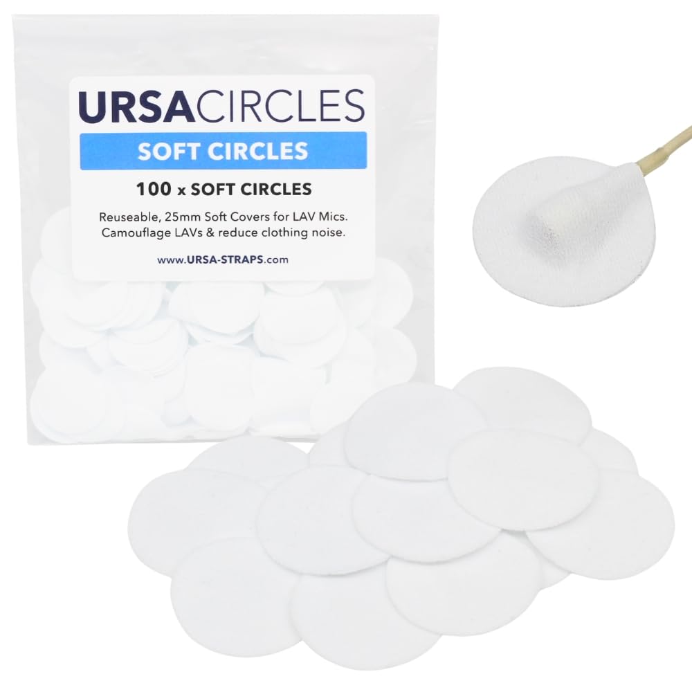 URSA Soft Circles: Reusable Soft Covers That Provide a Shield Against the Wind and Camouflage for Lavalier Mics. (100x Soft Circles, White)