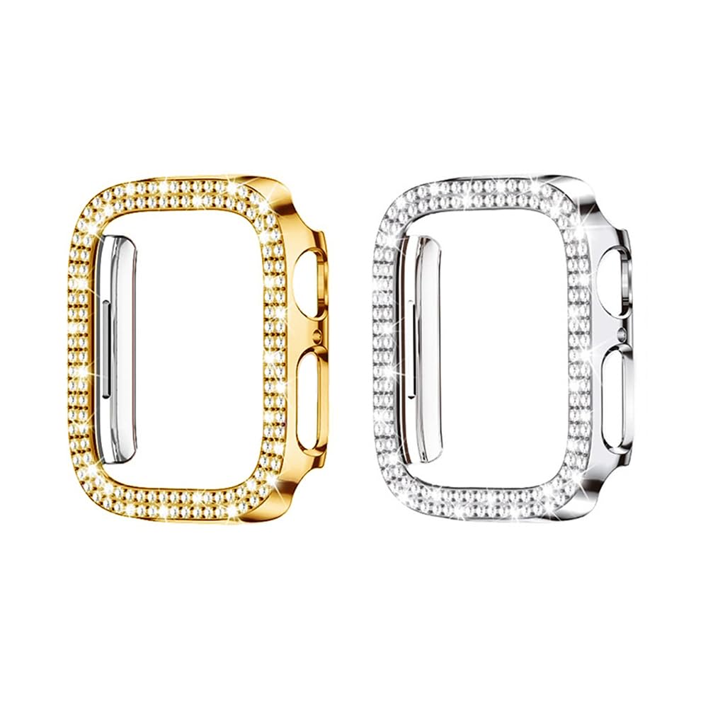 XFEN [2 Pack Shiny Bling Diamonds Case without Screen Protector for Apple Watch Series 4 5 6 SE 40mm - Gold and Silver