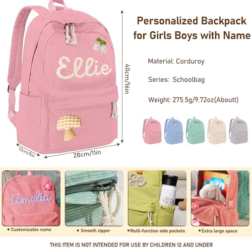 Personalized School Backpacks Custom Corduroy Backpack with Name Customized Cute Backpacks for Her Dance Travel Backpack Personalized Back to School Gifts4