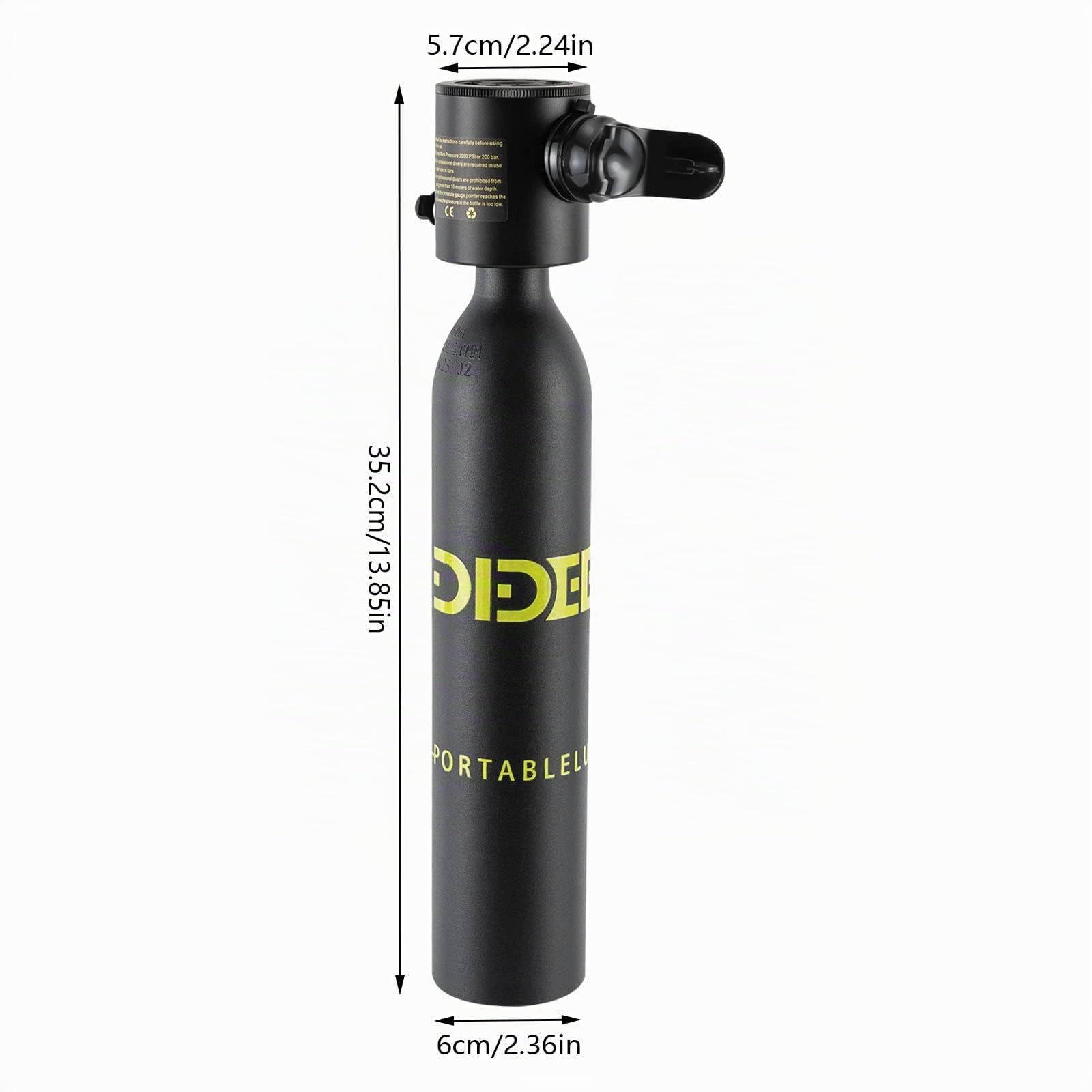 Lung Tank Bombola di Ossigeno Bombola per Immersioni Mini Cilindro per Immersioni 0,13 Galloni per Immersioni Ricreative ed Emergenza, 5-10 Minuti di Tempo di Immersione 100 piedi / 30m di