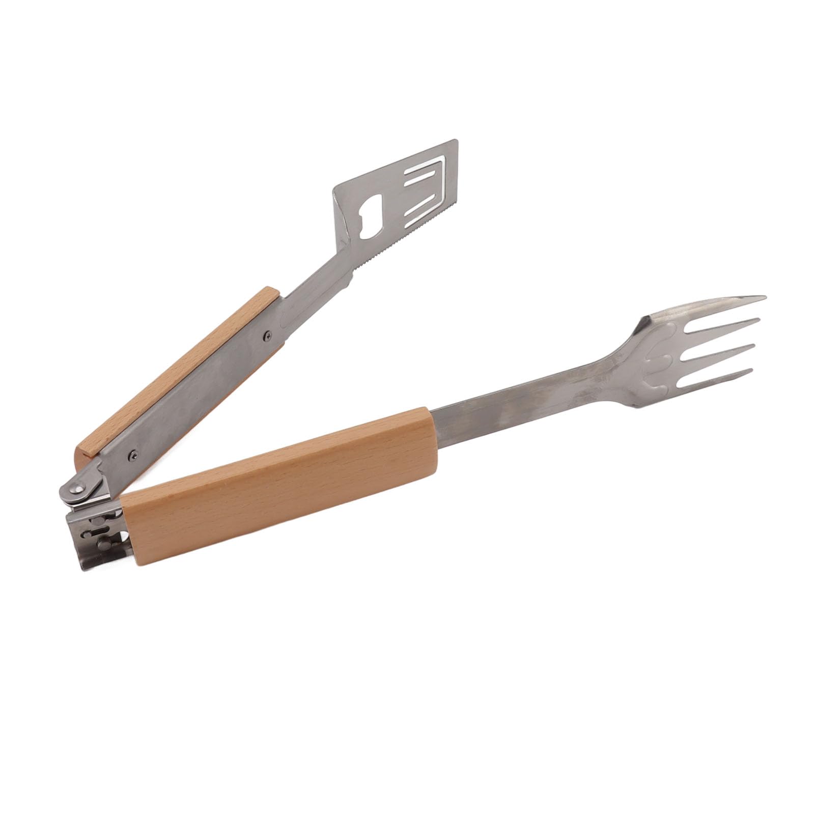 Pinzas para Barbacoa,O Inoxidable 304, Bordes Dentados, Abrebotellas Incorporado, Mango Largo