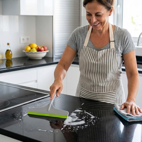 Image of Solitude Pack of 2 Wipers + 1 Gap Cleaning Brush, Multi-Purpose Kitchen Platform & Glass Cleaning Squeegee for Windows, Car Windshields, Bathroom Mirrors & Tables for Home, Kitchen & Office