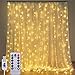 Rideau Lumineux - 3 x 3m Guirlande Lumineuse Rideau 300LEDs à USB, 8 Modes d'Eclairage avec Télécommande Decoration de Fenêtre,Noël,Mariage,Anniversaire,Maison,Patio,Etanche((Blanc chaud)
