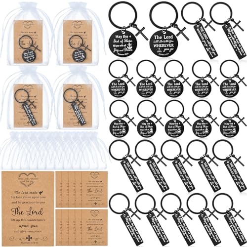 Siifert 24 Sets Christian Keychain Bible Verse Cross Keychain Bulk