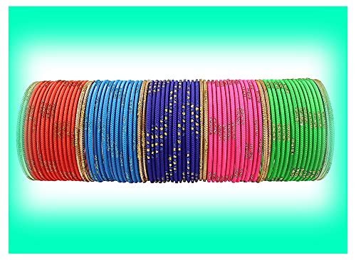 Image of NMII Non-Precious Metal with Base Metal Spreads with Zari Glossy Finished Premium Traditional Bridal Chuda Bangle set for Women and Girls