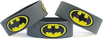 Set of Three 3 Batman Wristbands - Comics Logo Bracelet Movie Merchandise - Wide Bands