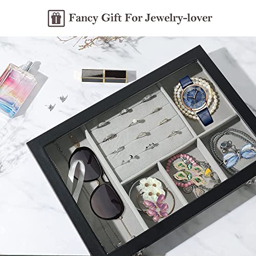 Procase 3 Set Jewelry Trays Stackable Organizer For Drawer Vanity Dresser Bundle Jewelry Organizer Box Tray With Glass Lid For Women Girl Wife #TOP6