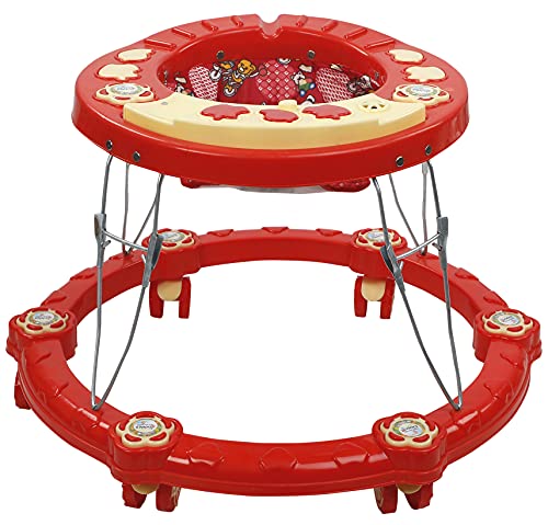ODELEE Activity Foldable Baby Walker with Music for Boys and Girls Children for 6+ Months (Red)