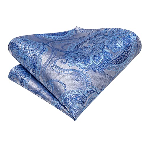 Image of Dubulle Mens Paisley Floral Silk Tie for Men Striped Necktie and Pocket Square Cufflinks Set Wedding Business
