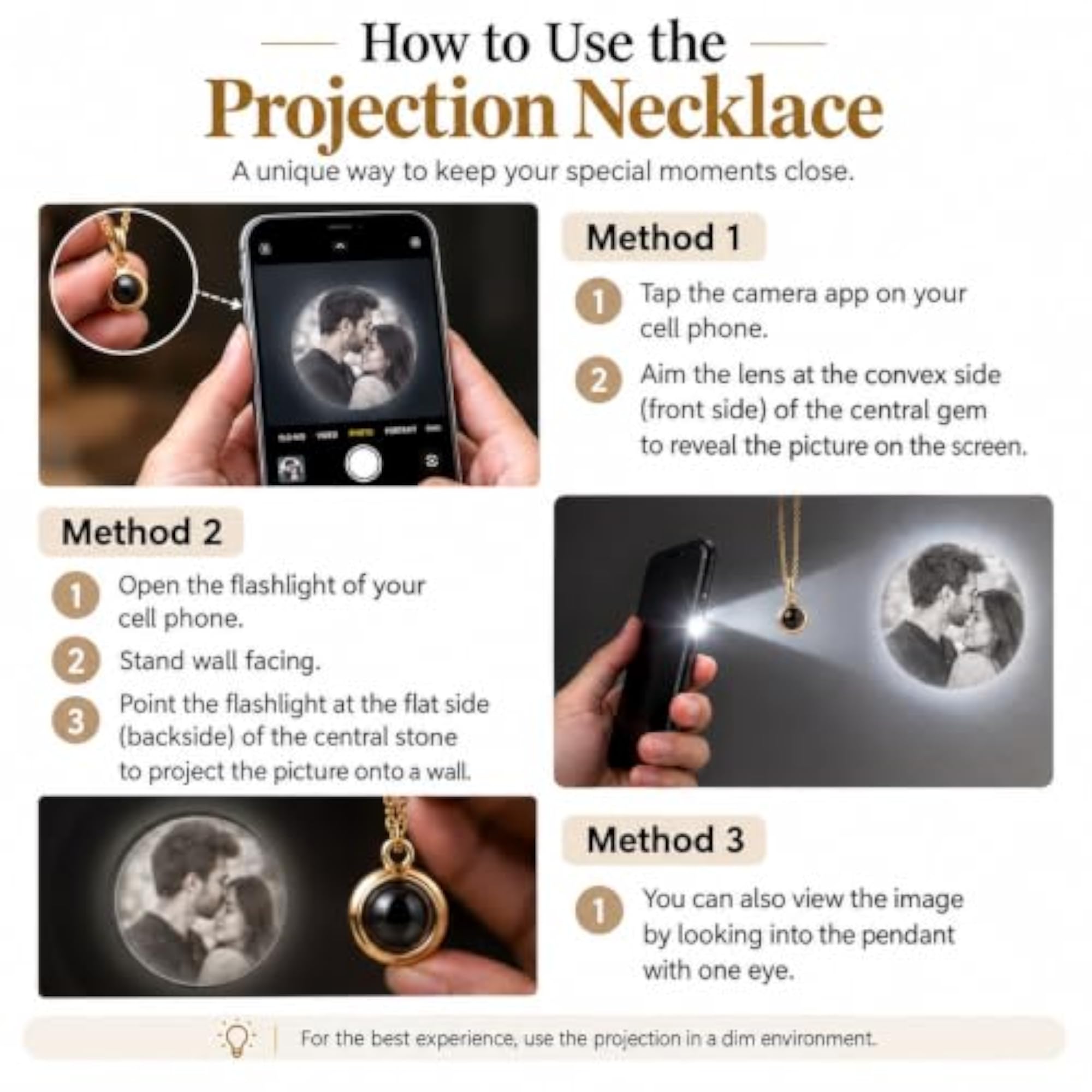 Men's Hidden Portrait Projection Silver Necklace