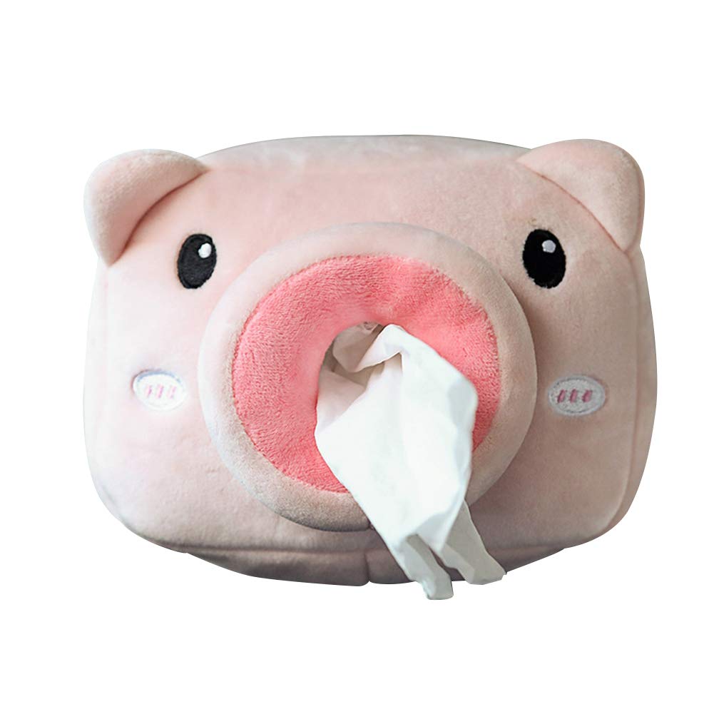 Katutude Cute Tissue Holder Box Cartoon Animal Plush Tissue Container Napkin Box Decorative Paper Holder Storage Case Car Tissue Box Cover Organizer for Car Headrest Armrest Sun Visor