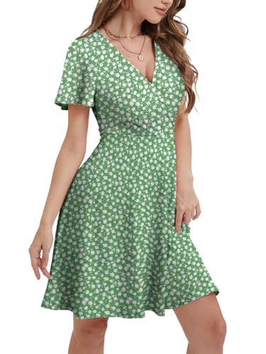 Image of MixShe Sundresses for Women 2026 Floral Summer Elegant Beach Classy Fashion Casual Outfit Plus Size Floral Green X-Large
