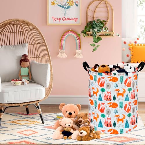 Image of Round Laundry Basket Nursery Hamper Kids Storage Bin Baby Toy Organizer Box Gift Basket for Room Decor