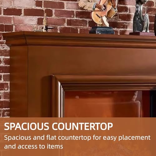 Aihm-Lon Modern Electric Fireplace with Mantel 47.24IN (Faux Flame) (3D Bezel) Freestanding Brown Chimenea TV Stand for Living Room - Image 6