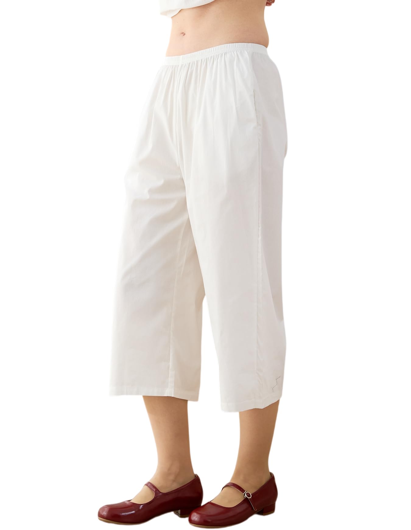 BEAUTELICATE Pantalones de Pijama con Bolsillos de Mujer 100% Algodón Holgados Antiestáticos Pantalones de Dormir Culottes