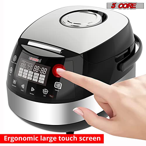5 Core 5.3Qt Asian Rice Cooker Digital Programmable 15-In-1 Ergonomic Large Touch Screen Electric Multi Cooker Slow Cooker Steamer Pot Warmer 11 Cups 24 Hour Delay Timer Auto Keep Warm Feature Rc 0501 #TOP2