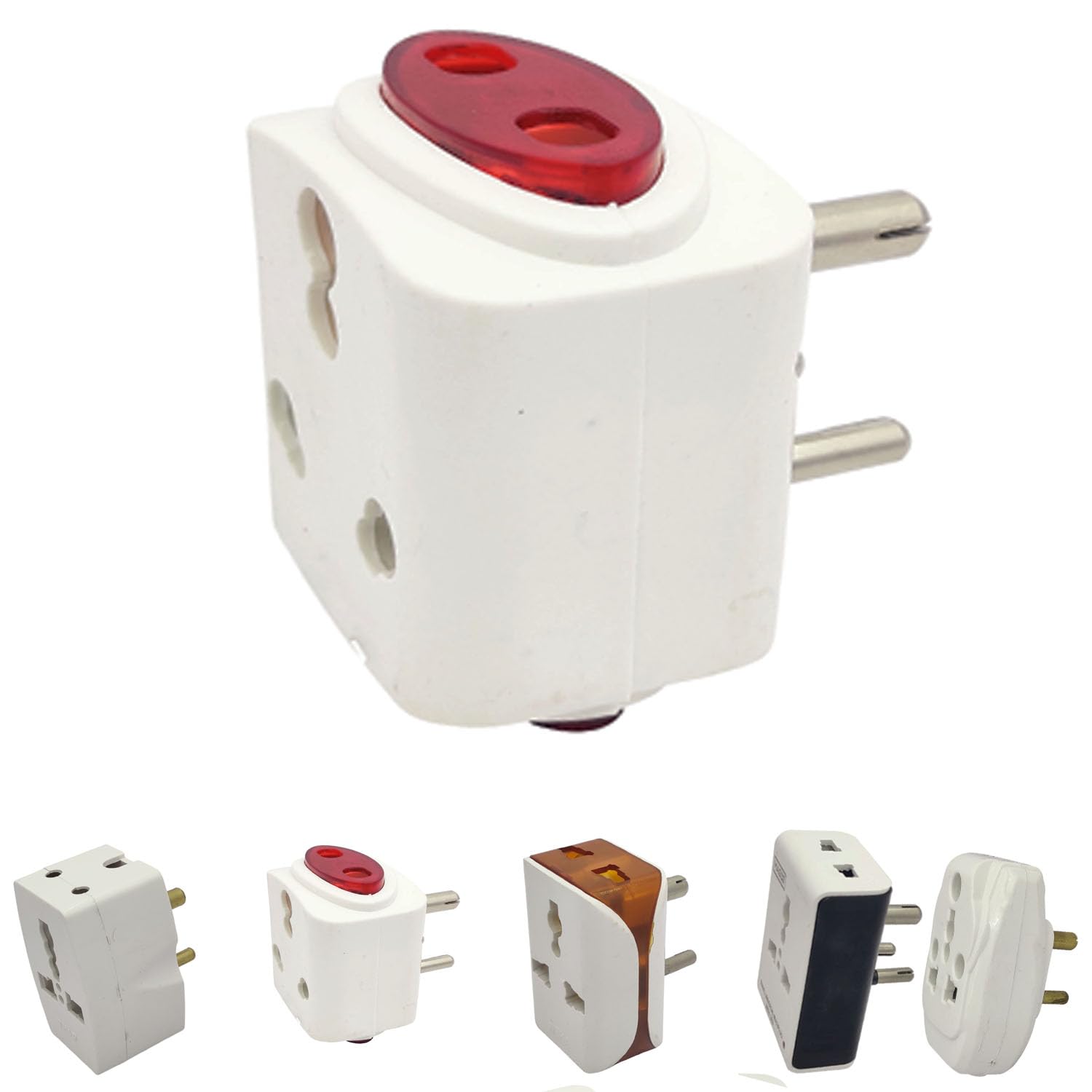 UR Little Shp 3 Pin Universal Multi-Plug Adapter|Pack of 5|Prism Block Shape|Perfect for Multipurpose Plug and Socket,Extension Box,Travel,Home Appliances|VFBN-image-22