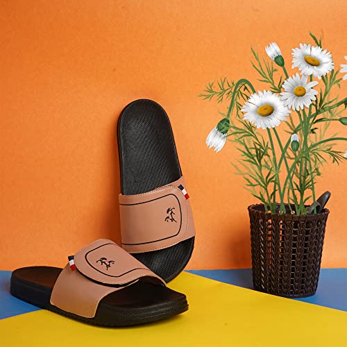 Image of PERY-PAO Mens Stylish Sliders Grey, Sky Blue, Black, White, peach, Neon Green, Olive Green Boys Slippers