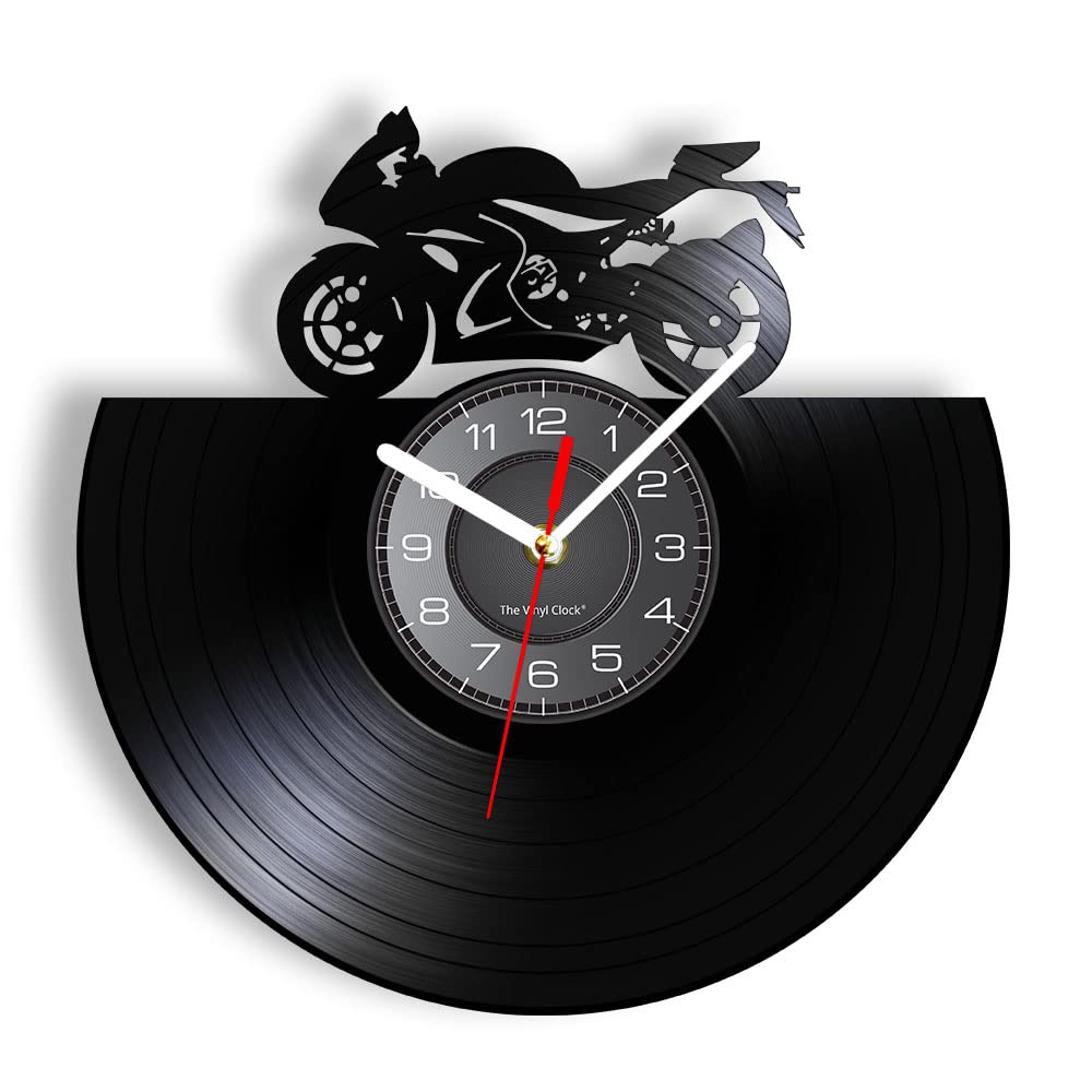 Smotly Orologio da parete in vinile con un diametro di 30 cm a forma di moto,  un regalo per gli appassionati di corse : Amazon.it: Casa e cucina