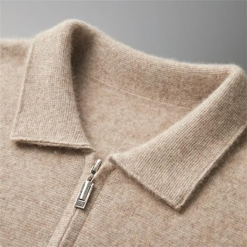 Men's Lapel Cashmere Cardigan Winter Business Casual Thick Knitted Sweater Full Zip Cardigan3