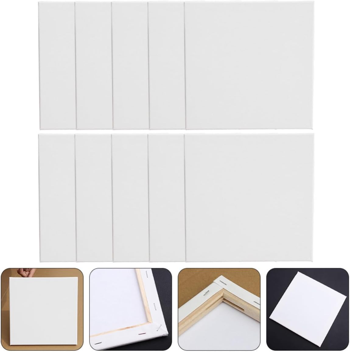 10pcs Square Cotton Wood Oil Painting Frame for Creative DIY Crafts