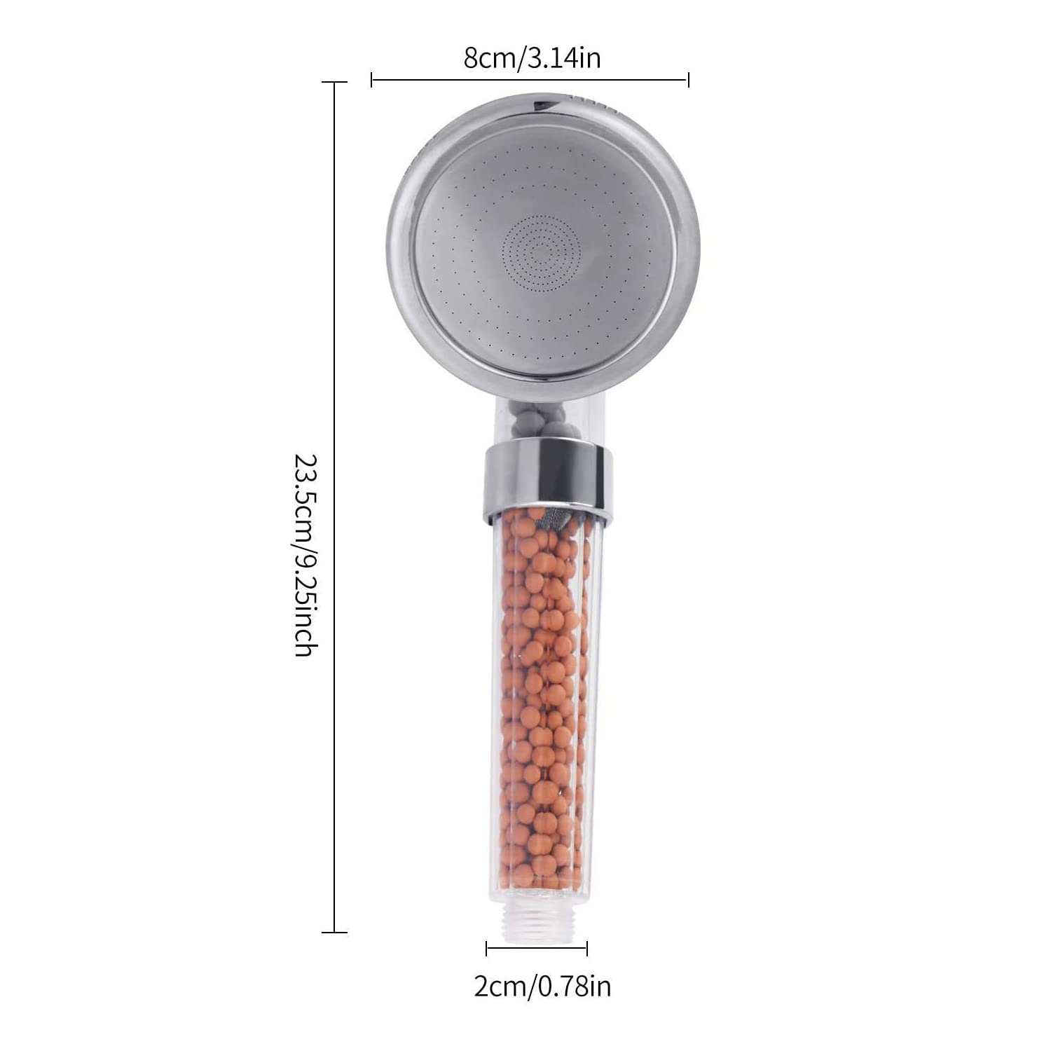 Pommeau De Douche Haute Pression 3 Réglages – Économie D'Eau Avec Perles – Neuf