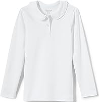 Vista 1 de Lands' End Camisa de punto con cuello Peter Pan de manga larga para niñas