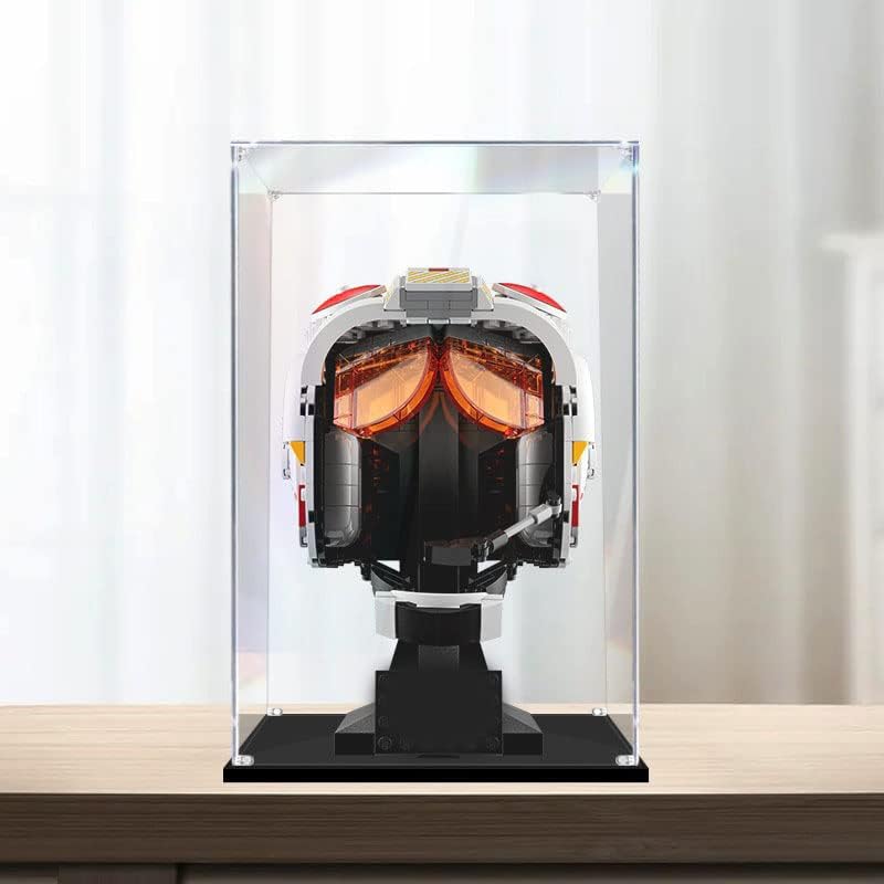 3MM Display Acrylic Box Compatible for Lego 75327 Luke Skywalker (Red Five) Helmet Dustproof Clear Display Box Showcase(Not Include The Model)