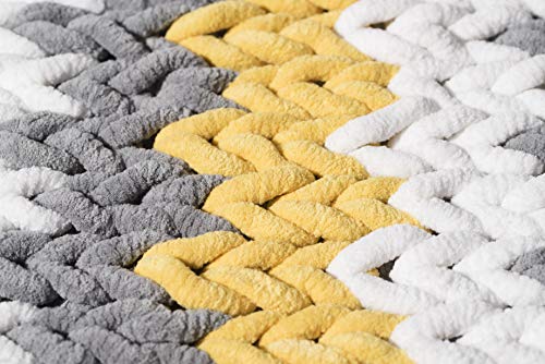 Croydex White, Grey and Yellow Super Soft Patterned Bathroom Mat with Slip-Resistant Backing