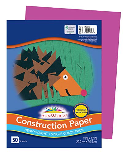 Image of Pacon SunWorks Construction Paper, 9-Inches by 12-Inches, 50-Count, Magenta (6403)