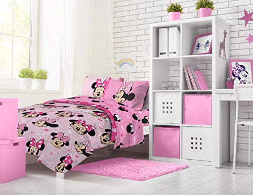 Image of Jay Franco Disney Minnie Mouse 5 Piece Full Comforter Set for Kids | Bed in a Bag, Reversible, Super Soft Microfiber, Machine Washable, All Season Kids Bedding, Pink (Official Disney Product)