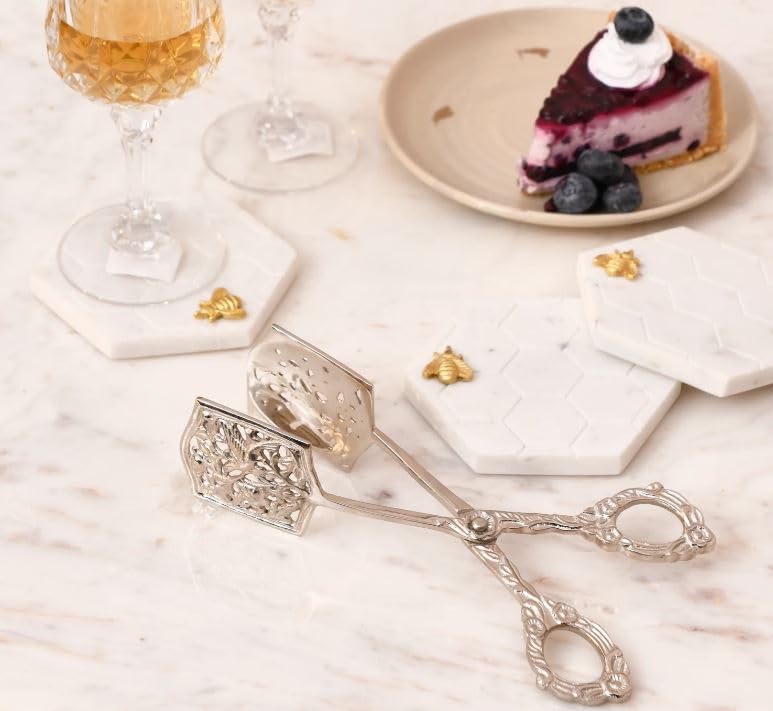 Vintage Finish Pure Brass (Pital) Tongs | Elegant and Durable | Adds Sophistication to Your Bar or Kitchen Silver