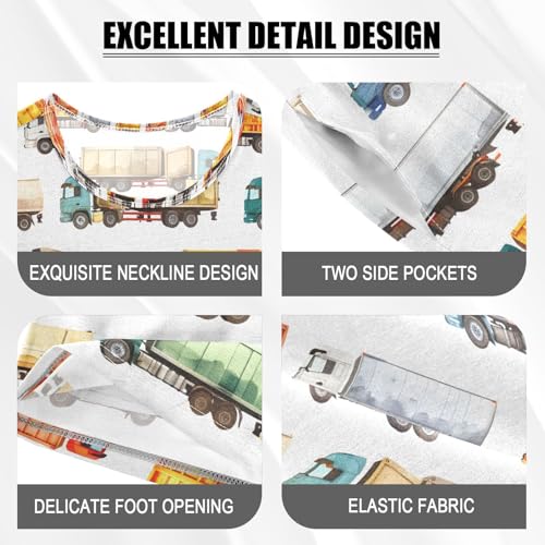 ALAZA Multicolor Truck Pajamas Set Short Sleeve Cotton Sleepwear Summer Pjs 2 Piece 5-14Y4