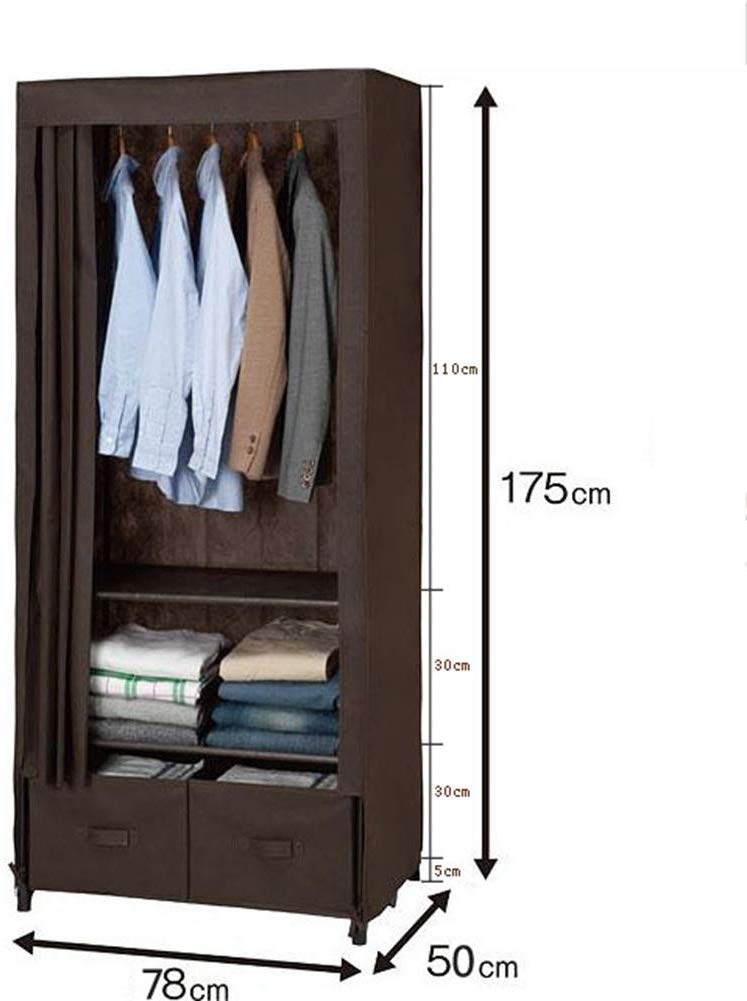 MU Armario Oxford de tela simple, armario de lienzo ensamblado plegable Tubo de hierro pintado reforzado engrosado, armario de dormitorio para camping (175 * 78 * 50 cm)