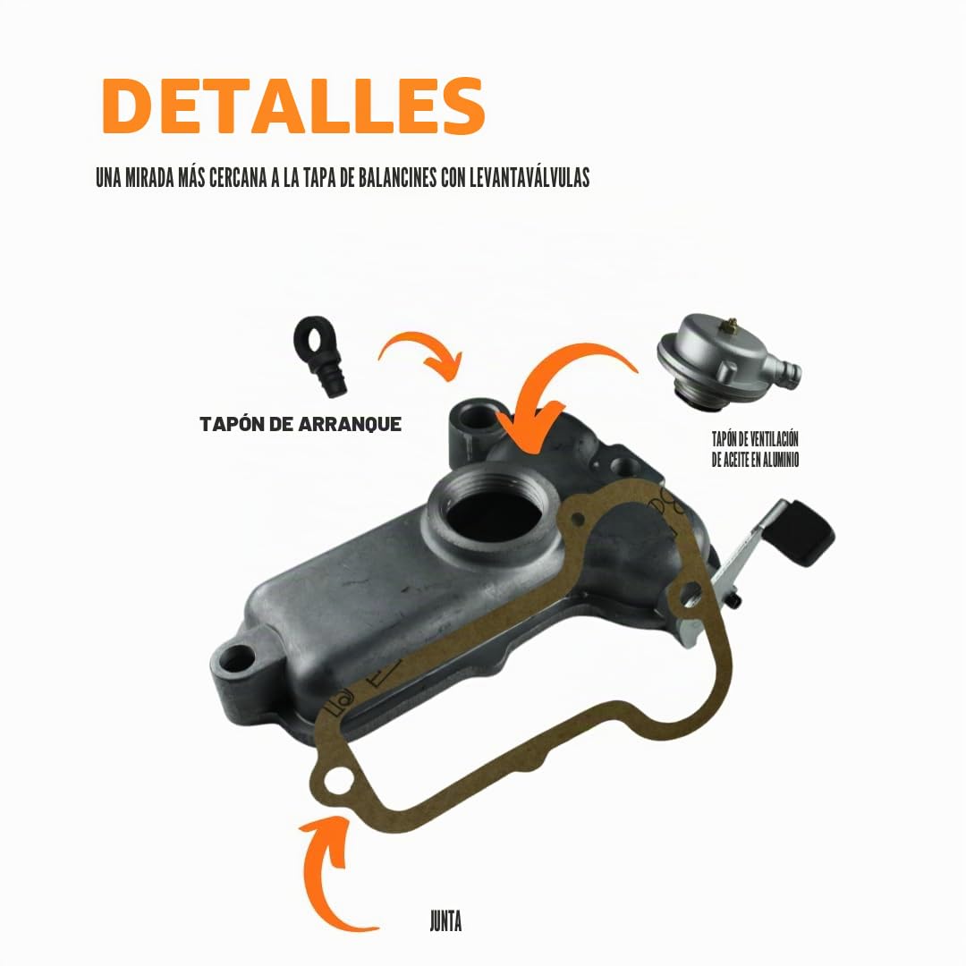 Kit de tapa de punterias con elevador completo – Compatible con motor Lombardini LDA 100, 4LD 640, LDA 640, 4LD 820, LDA 820, LDA 96 y LDA97 – Tapón de ventilación de aceite – Tapón de arranque –