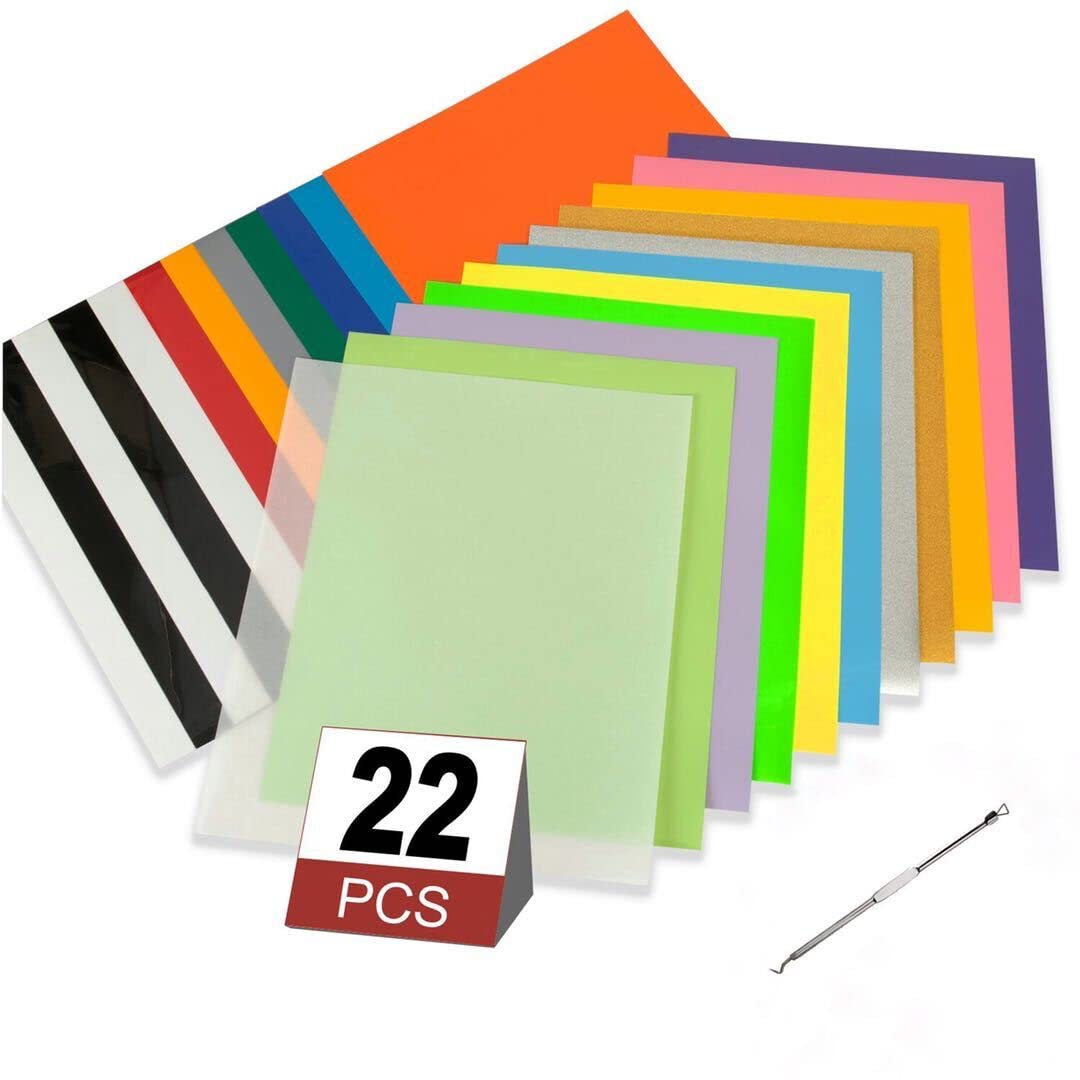 TILON 22 Sheets PU Heat Transfer Vinyl 12”×10” Iron on HTV Bundle for Halloween Holiday DIY Ideas, 19 Vibrant Assorted Colors Adhesive T-Shirt Vinyl for Cricut&Silhouette Cameo or Heat Press