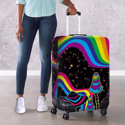 Mushrooms And Rainbows Luggage Protector Set Travel Luggage Cover Protector Stretchy Washable Suitcase Cover With Zippers for 18-32 Inch Luggage Protector for Suitcase Suitcase Cover-M3