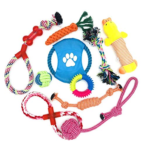 BSJ ASNI10pcs Dog Rope Toys Dog Toy Assortment Puppy Chew Dog Rope Toy Nearly Indestructible Rope Toy Assortment for Medium Large Breeds