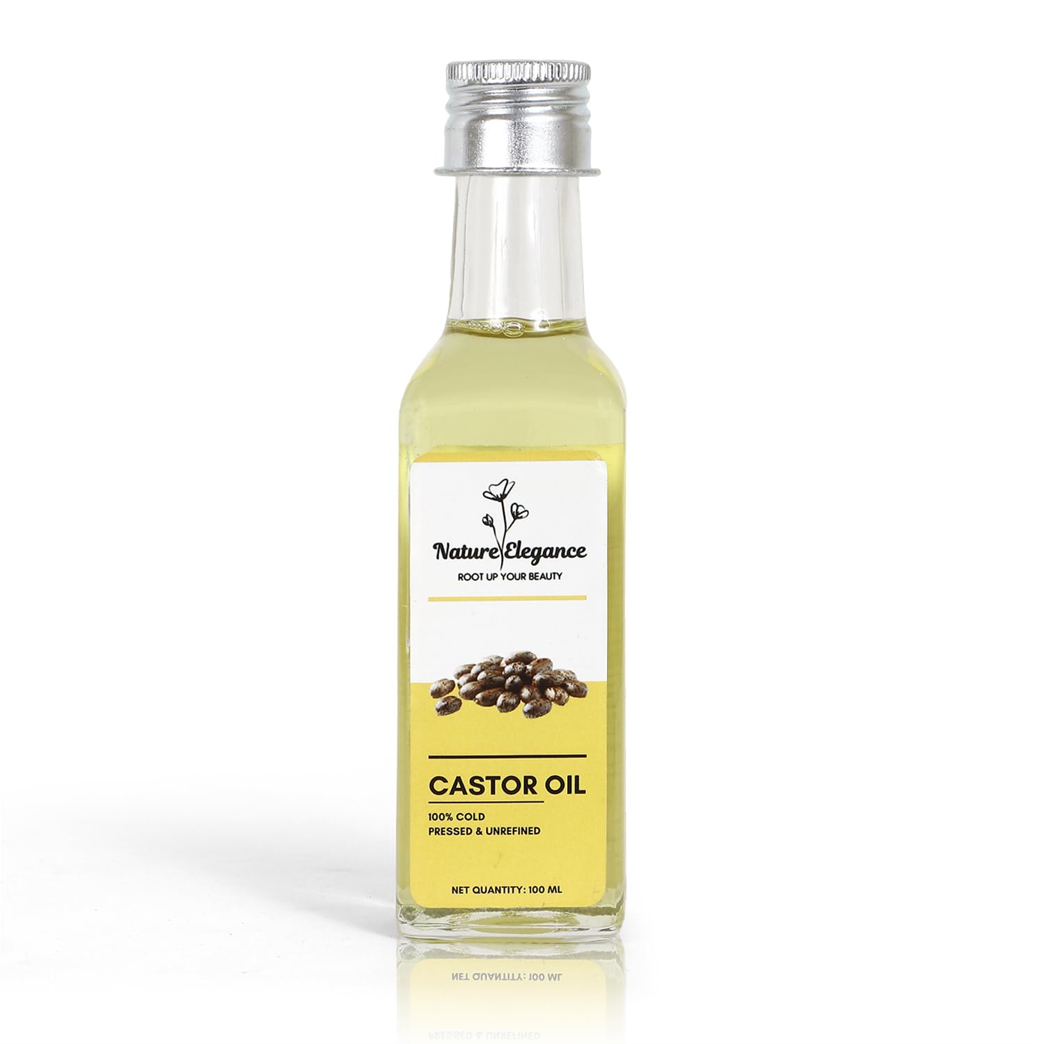 Nature Elegance Cold Pressed Castor Oil for Hair Growth – Extra Virgin, 100% Pure & Natural – Nourishes Hair, Skin, Eyebrows, Eyelashes, Nails – Unrefined, Hexane-Free – 100ml