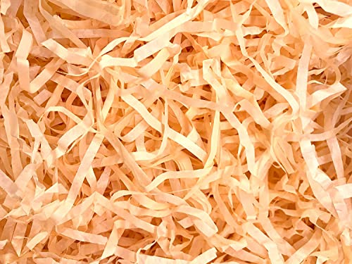 Image of Eco Sarras Confitti Shredded Paper Crinkle Grass Strips for Gift Tray Hamper Packaging, Box Filler, Basket Filler, Christmas Festival Decoration Paper (100 GM, Peach)