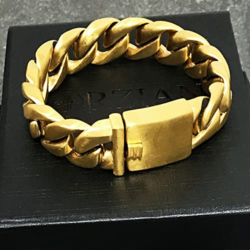 Forziani Mens 16Mm Miami Cuban Link Bracelet - Top Quality 18K Gold Filled Stainless Steel - Modern Curb Link Chain Bracelet For Men - Sz Large - Gift Box Packaging Included #TOP5