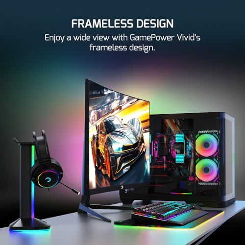 Image of GAMEPOWER F10 23.6 Inch Curved Gaming Monitor, 120Hz 1080p Display, 1ms Response Time, AMD FreeSync, HDR Support, 125% sRGB, RGB Backlight, Dual Speakers, Zero Frame Design, HDMI and VGA Inputs,1800R