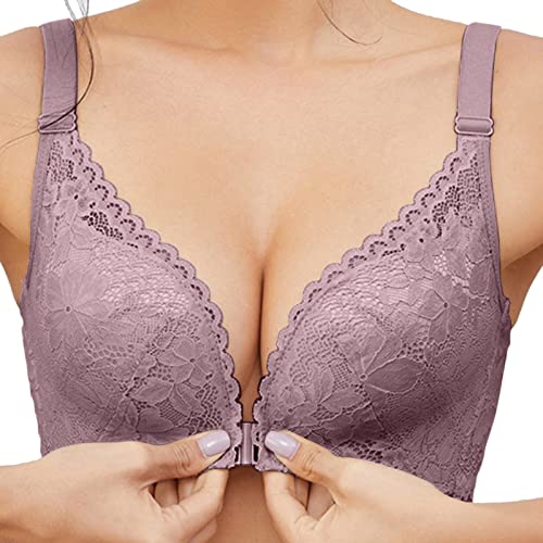 Women's Bra with Underwire Sexy Wireless Bralette Sports Yoga U-Back Tube Top Wrapped Chest Lady Vest Seamless, Purple, 38B(Purple,34B)