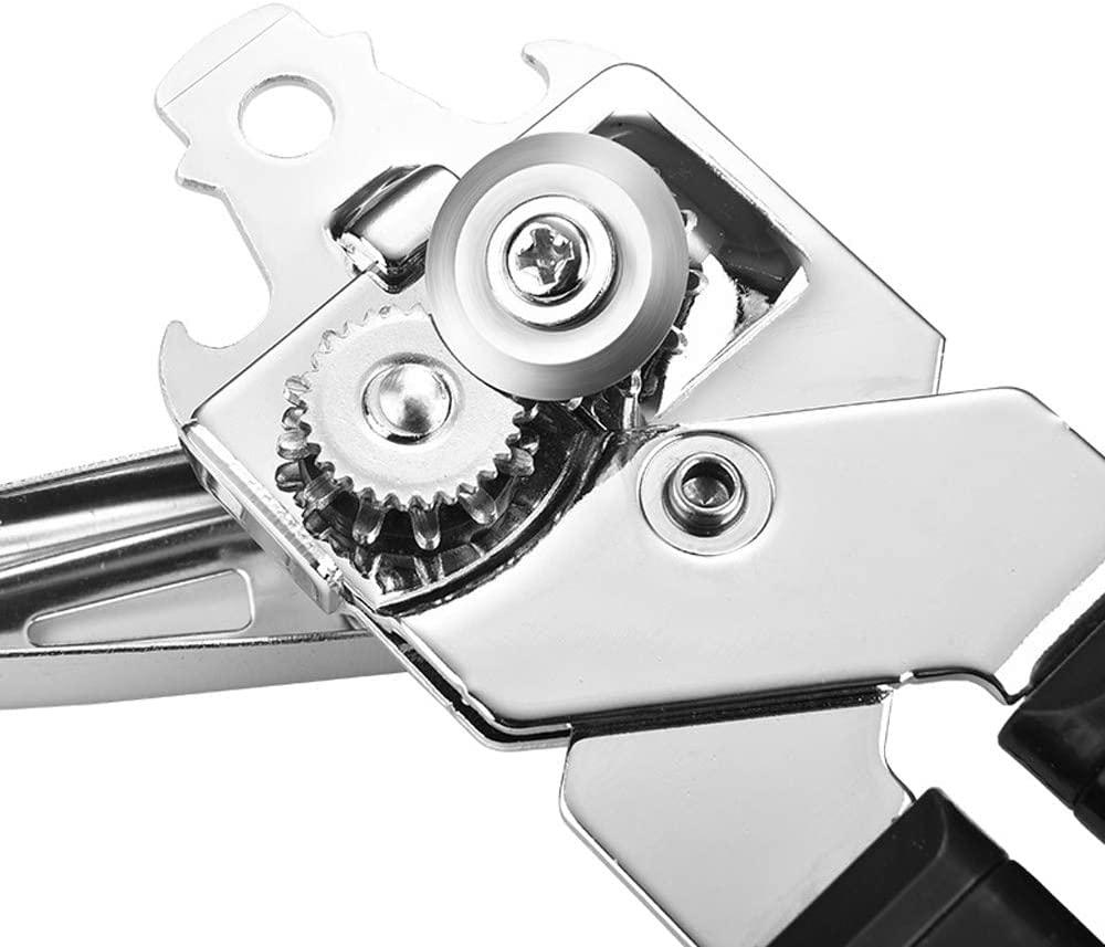 Apriscatole manuale, coperchi di latta apribottiglie per barattoli con impugnatura antiscivolo e manopola girevole ergonomica per anziani con artrite (nero)