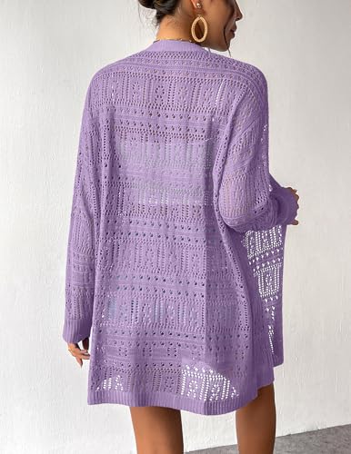 Image of Zeagoo Womens 2026 Summer Crochet Cardigan Sweaters Lightweight Long Sleeve Open Front Kimono Boho Knit Cover Ups