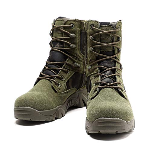 Men's Tactical Boots，High-Tops Special Training Army Shoes Outdoor Climbing Hiking Combat Boots,Green- 46/UK 11.5/US 12