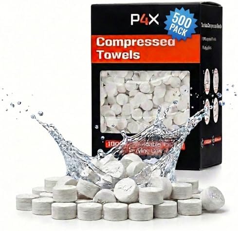 PREPARED4X Compressed Towel Tablets, 500 Pack Bamboo Camping Wipes Refill