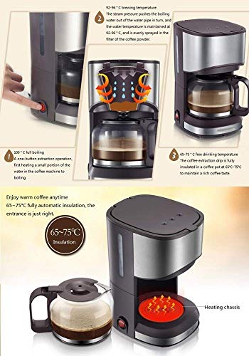 Máquina de café expreso Cafetera, cafetera, cafetera, cafetera con filtro de café y jarra de vidrio, pequeñas máquinas… - Imagen 5
