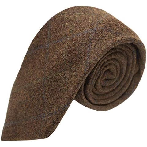Corbata tradicional King & Priory con patrón escocés marrón cedro Cover